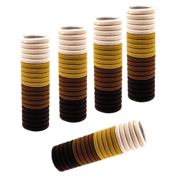 100 Pcs Elastic Seamless Hair Ties Cotton Toddler Hair Ties for Girls and Kids,Hair Bands No Damage Soft Ponytail Holders Hair Accessories for Women Brunette Brown Set