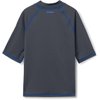 TSLA UPF 50+ Youth Kids Rash Guard Short Sleeve, UV/SPF Surf Swim Shirt, Aqua Water Swimsuit Top, Mid Sleeve Rashie Charcoal & Cobalt Blue, 10