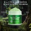 SHVYOG Scalp Scrub, Tea Tree Scalp Exfoliator, Scalp Exfoliator Scrub for Build Up, Itchy Scalp Relief Hair Treatment Nourishing Detox Hair Care with Scalp Massager, 10.58 oz