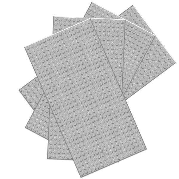 BOROLA Classic Baseplates Building Brick -10 "x 5" ，Compatible with Most Major Brand Building Bricks, Used for Substrates for Building Towers, Desktop Bases(4-Pack, Light Grey)
