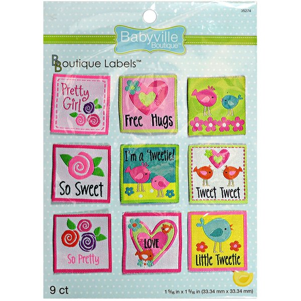 Babyville Boutique 35274 Labels, Little Birds & Flowers (9-Count)