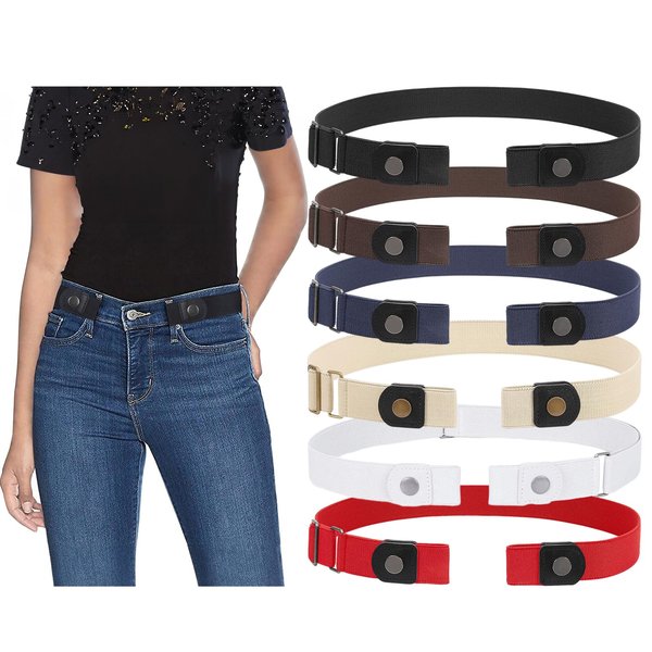 SUOSDEY No Buckle Elastic Belts for Men and Women Black,No Show Invisible Belts for Jeans Dress Pants