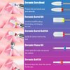 25Pcs Nail Drill Bits Set with Pink Holder and 50Pcs 8 Colors Sanding Bands, Tungsten Carbide Ceramic Diamond 3/32 inch Nail Drill Bits Remove Acrylic Poly Nail Gel Nail Polish