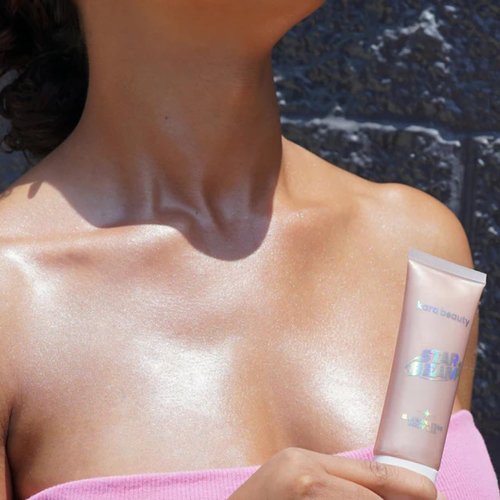 STARBEAM Illuminating Body Gel for Face & Body - Pink Glitter Gel with Argan Oil - Festival Body Glitter & Hydrating Shine - Perfect for Rave Outfits for Women, and Festival Looks (Moonbeam)