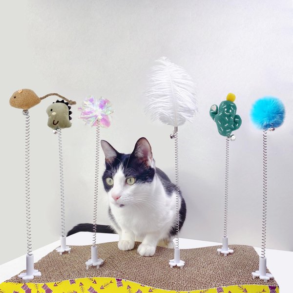 YOOLEETC 6PCS Cat Toys,Cat Wand Toy,Cat Scratcher Toys,Cat Scratcher Plug-ins & Cat Fun Themselves Play Toys,Fun Toy for Cat Kitty Kitten Puppy. (6PCS)