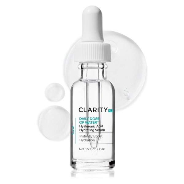 ClarityRx Daily Dose of Water Hyaluronic Acid Hydrating Face Serum, Natural Plant-Based Daily Moisturizing Treatment for Dry, Dull Skin (0.5 fl oz)