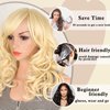 Matthia 613 Blonde Curly Wig with Bangs Long Wavy Blonde wigs for women, 24inch Long Blonde Curly Wigs Costume Ash Blonde Wig Bangs Long Synthetic Wigs for Women(613 Wig)