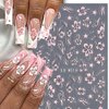 3D Hibiscus Flower Nail Stickers for Nail Art, Flowers Nail Art Stickers Self Adhesive Gold Pink White Nail Art Design Flowers Decals Pegatinas para Uñas Stickers for Women Nail Decoration 4Sheets