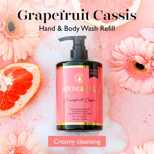 SPONGELLÉ Spongelle Grapefruit Cassis Refill Hand & Body Wash | Nourishing Luxury Soap | Zesty Grapefruit, Cassis & Vanilla | 11 fl. oz.
