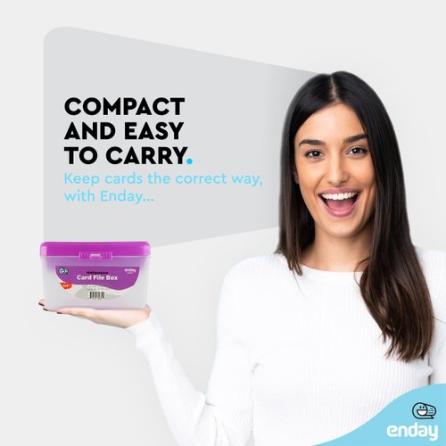 Index Card Holder Purple, 3x5 Note Flash Card Organizer Case, Index Card File w/flip top, Notecard Recipe, Holder, Holds 250 Cards, Also Available in Red, Green, Blue, Grey, Pink (1 PC) – by Enday