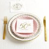X&O Paper Goods TW4-19878 Happy 50th Anniversary Disposable Paper Cocktail Napkins, 5'' x 5'', Gold Foil, 20pcs