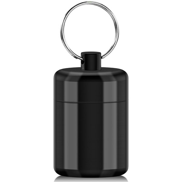 CHIVENIDO Pill Keychain Holder - Small Pill Box Waterproof Pill Fob Organizer Portable Pill Holder Keychain (Black)