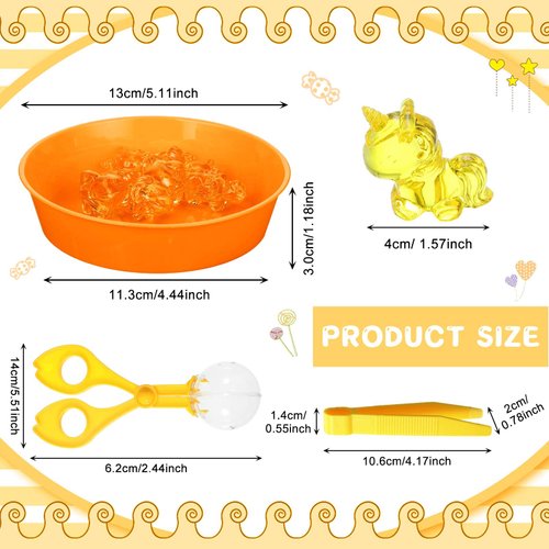 Leitee 62 Pcs Fine Motor Toys Counting Sorting Sensory Bin Filler, 50 Unicorn Acrylic Beads 4 Tweezers 2 Scissors Clips 6 Cups for Boys Girls Early Education and Sorting Counting Training Development