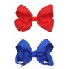 AUOCATTAIL 2pcs Red Blue Ribbon Bow Hair Clip, Clown Hair Accessories 3 Inches for Girls Kids Independence Day decoration