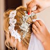 5 Pieces Wedding Hair Comb Bridal Hair Pins Pearl Crystal Wedding Hair Side Comb U-shaped Rhinestone Hair Accessories for Brides Women Girls (Silver)