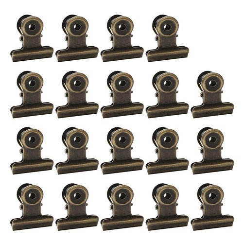 100 PCS Metal Hinge Clips, Bronze Small Bulldog Clips with Hole for Photos, Tags Bags, Shops, Office,Papers and Price Tag (0.87Inch/22mm)