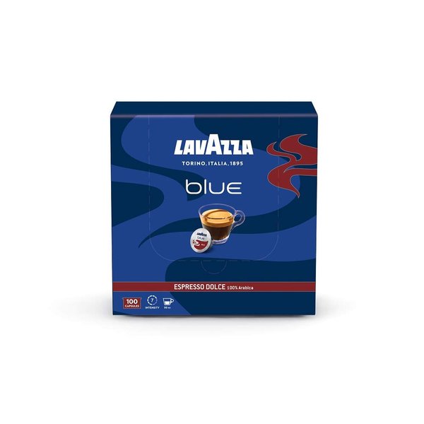 Lavazza BLUE Capsules, Espresso Dolce Coffee Blend, Medium Roast, 28.2-Ounce Boxes (Pack of 100)