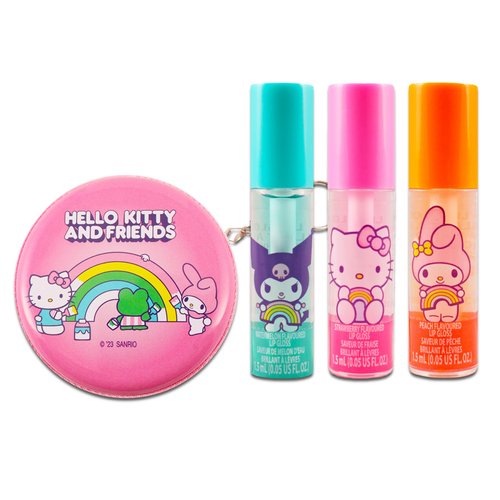 Hello Kitty Lip Gloss & Coin Purse For Beauty - Bundle with 3 Hello Kitty Lip Gloss in Assorted Flavors for Party Favors Plus Coin Purse, & More | Hello Kitty Party Favors