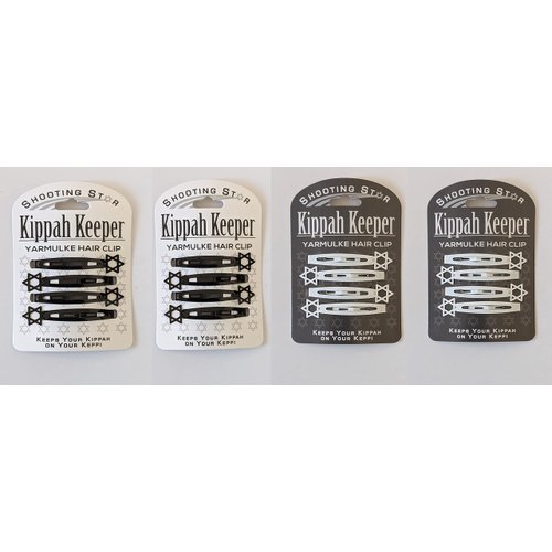 Kippah Keeper Yarmulke & Hair Clips - Combo Pack (2 Black + 2 White)