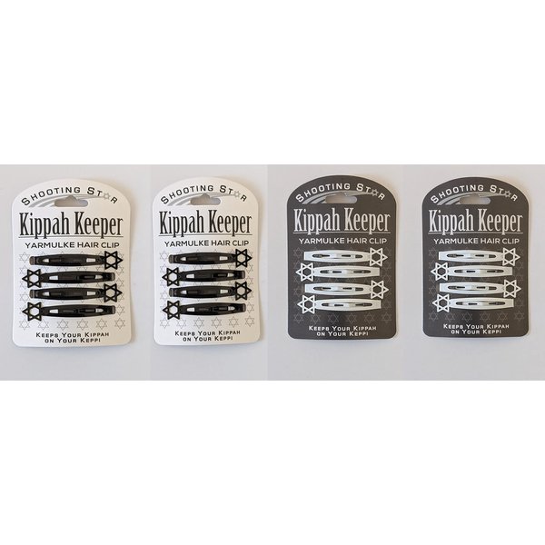Kippah Keeper Yarmulke & Hair Clips - Combo Pack (2 Black + 2 White)
