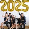 Huge Gold 2025 New Year Balloons 40 Inch 2025 Gold Mylar Foil Helium Number Balloons 2025 Christmas New Year Eve Graduation Party Decorations Supplies