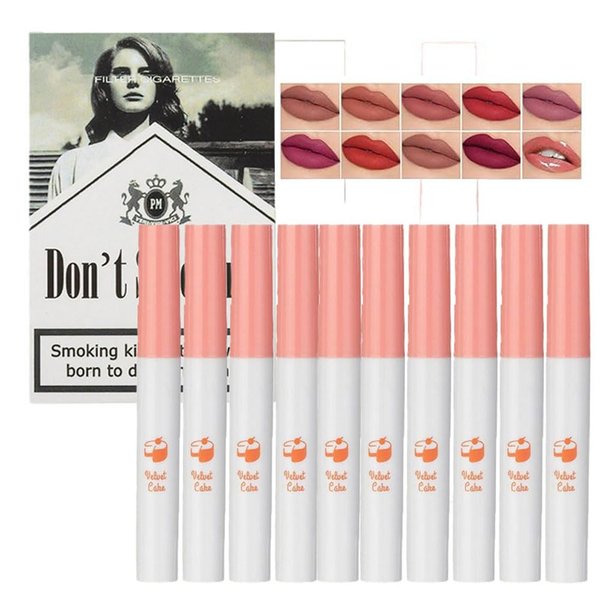 Biewals 10 Color Lip Tint Stain Set Rey Matte Liquid Lip Gloss, Velvet Lipstick Set Natural Ingredients Non-Stick Cup Easy To Stain 24-Hour Long-Lasting Waterproof