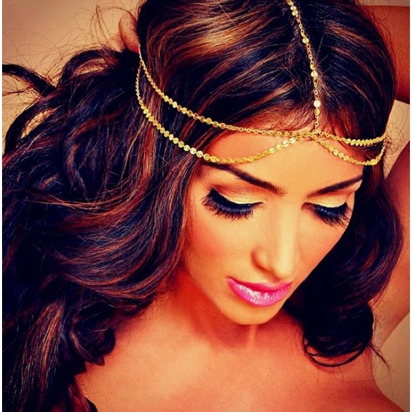 Denifery Bridal Boho Gold Head Chain Bridal Headpiece Bohemian Wedding Hair Accessories