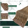 RUNATURE Clip in Hair Remy Human Hair Clip in Extensions 16 Inches Golden Brown with Golden Blonde Highlighted Color 10P16 50g 3pcs Double Weft Clip on Hair Extensions