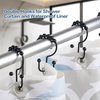 DAWNER Shower Curtain Hooks Rings, Rust Proof Hooks, Metal Easy Glide Double Shower Rings Hooks, Stainless Steel Shower Curtain Hangers for Bathroom Shower Curtains, Set of 12 Hooks, Matte Black