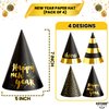 KatchOn, Happy New Years Eve Party Hats - Pack of 4 | Black and Gold New Years Eve Hats, New Years Eve Party Supplies 2024 | New Years Hats for NYE Decorations 2024 | Happy New Years Decorations 2024