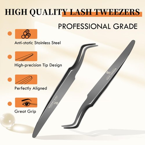 Crislashes Cluster Lash Applicator For Lash Clusters Application and Removal DIY Eyelash Applicator Tweezers Stainless Steel Portable False Lash Applicator Tool with Vintage Leather Case