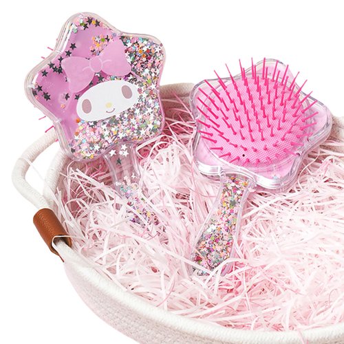 My-Meloday & Kitty-Cute-Kitten Confetti Glitter Hair Brush - Wet and Dry Detangling Brush Set - Ideal for Curly Hair, Scalp Brush, and Hair Comb (My-Meloday)