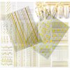 12 Sheets Gold Nail Art Stickers 3D Decals Self Adhesive Gold Line Nail Stickers Design Heart Star Square Triangle Chain Nail Supplies Charms for Women Girls Nail Art Manicure Decoration