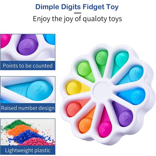 Dimple Digits Fidget Toy Flower Dimples Fidget Popper Toy, Pop Dimple Toys for Toddlers 1-3 Simple Poppers Dimple Fidget Toy Number Learning Toys