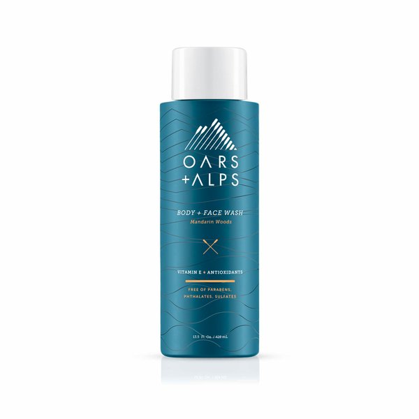 Oars + Alps Mens Moisturizing Body and Face Wash, Skin Care Infused with Vitamin E and Antioxidants, Sulfate Free, Mandarin Woods, 13.5oz, 1 Pack