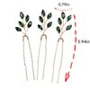 3pcs Green Wedding Hair Pins for Bride Crystal Bridal U Hair Pins for Women Rhinestone Hairpins for Wedding Party Brides Bridesmaids Women