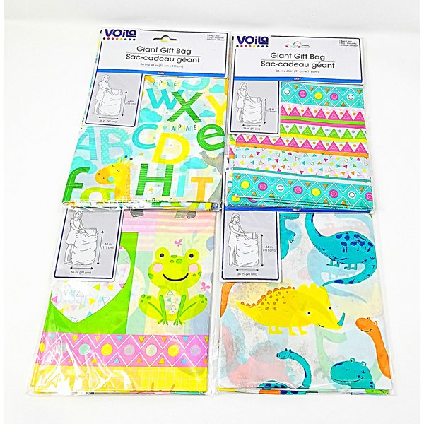 Giant 36" X 44" Gift Bag Sack - (Set of 4) - Choose Your Variety for Multiple Celebrations - Birthday, Baby Shower, Holiday, Wedding & All Occasion (All Baby Shower/Infant Celebrations - 4)
