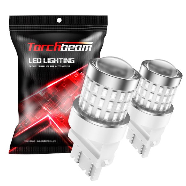 Torchbeam 3157 Red LED Tail Lights, Super Bright 3156 3056 3057 4157 4057 3457 Brake LED Bulbs, 3000 Lumens Brake Tail Parking Stop Lights Bulbs, Pack of 2