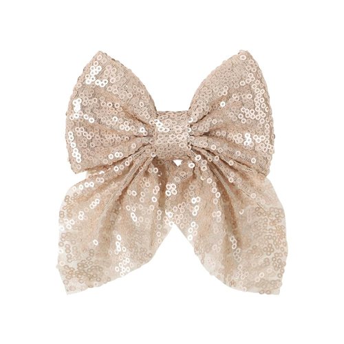 Koolgil Girl's Lovely Fashion Sequins Big Bowknot Hair Clips for Travel Party Festivals Photography (Champagne)