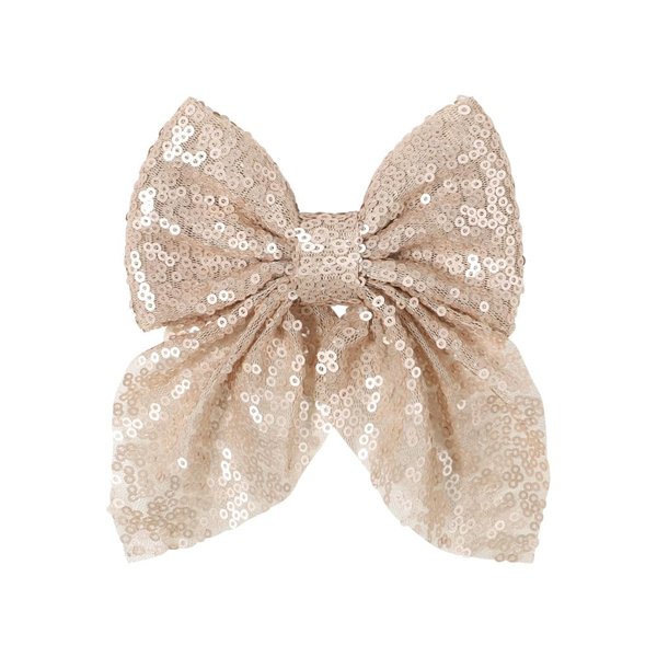 Koolgil Girl's Lovely Fashion Sequins Big Bowknot Hair Clips for Travel Party Festivals Photography (Champagne)