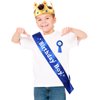 WILLBOND Birthday King Crown, Birthday Sash and Button Pins Birthday Party Accessory Set for Boys Kids Theme Birthday Dress Birthday Party Decoration