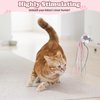 PawsSynergy Colorful Cat Toy Wand with Cute Appearance, Acrylic Rod Body, Beaded Bells, Pompoms, and Tassels, Refills for Indoor Cats to Chase and Exercise (2 Colors)