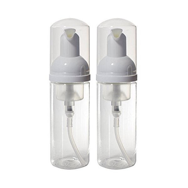 JUVITUS 1.7 oz Clear PET Plastic Refillable Travel Foamer Pump Bottle (2 Pack)