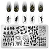 JERCLITY 6pcs Halloween Nail Stamping Plate Halloween Nail Stamping Plates for Nails Cobwebs Witch Ghost Skull Jack-o'-Lantern Haunted House Image Plates Nail Stamper Kit for Halloween Nail Art