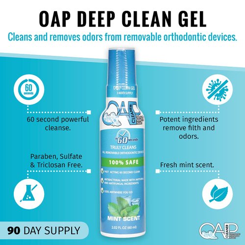 Orthodontic Cleaner by OAP Cleaner | Retainer Cleaner, Denture Cleaner, and Mouth Guard Cleaner | 60 Second Gel Cleanser | Paraben, Sulfate and Triclosan Free | 60 mL Bottle