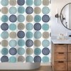 Sunlit Abstract Tree Rings Woody Artistic Fabric Shower Curtain. Nature Pale Blue Teal Beige Light Brown
