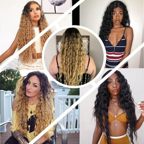 Ombre Bundles Human Hair T1B/4/27 Deep Wave Bundles Mixed Length 3 Bundles 22 24 26 Inch Brazilian Unprocessed Virgin Human Hair Extensions 3 Tone Brown and Honey Blonde Bundles