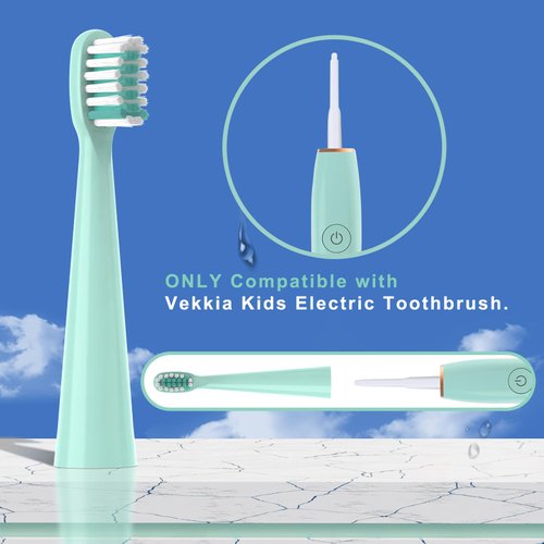 10PCS Toothbrush Replacement Head Compatible with Vekkia Kids Blue Dragon Electric Toothbrush, 30PCS Floss Toothpick and 1 Universal Holder, Soft and Comfortable for Children's Teeth and Gums