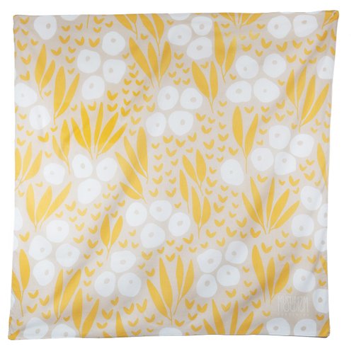 Musubism Furoshiki Wrapping Cloth - Large Eco Bag Reusable Gift Wrap, 100% Japanese Cotton, 100x100 cm, Versatile Fabric for Bento Box Wrapping, Gifts, and Travel, Yellow Floral Pattern