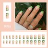 24 Pcs St. Patrick's Day Press on Nails Short Square Fake Nails with Glue Green False Nails with Shamrock Designs Green French Nails Tips Acrylic Glue on Nails Full Cover Stick on Nails for Women